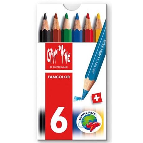 Caran d'Ache Fancolor Box of 6 Water Soluble Mini Colour Pencils Image 1