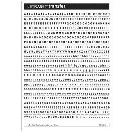 Letraset Rub Down Lettering Helvetica Medium Condensed 3mm Black Image 1