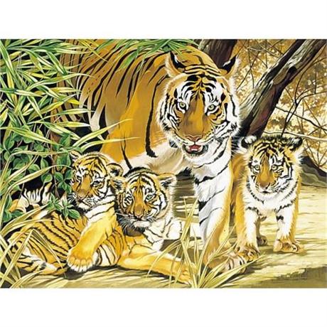 Reeves Large Paint By Numbers - Tiger & Cubs Image 1