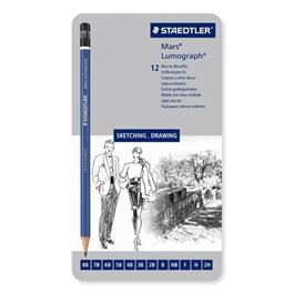 Staedtler Mars Lumograph Pencil - Tin of 12 soft degrees thumbnail