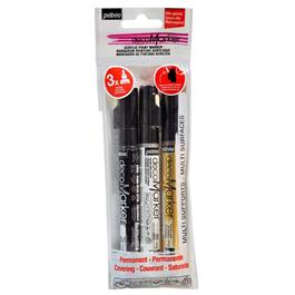Pebeo decoMarker Set Black, White & Gold 1.2mm thumbnail