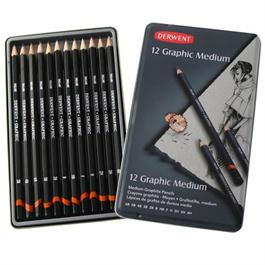 Derwent Graphic Pencils Medium (Designer) Tin of 12 thumbnail
