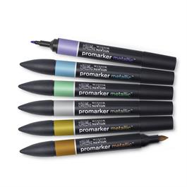 Winsor & Newton Promarker Metallic Markers – 6 Metallic Colours