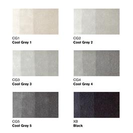 Winsor & Newton Promarker 6 Neutral Tones Set – Colour Swatch Chart (Cool Grey 1, 2, 3, 4, 5, Black)