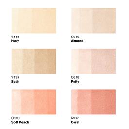 Winsor & Newton Promarker 6 Skin Tones Set 1 – Colour Swatch Chart (Ivory, Almond, Satin, Putty, Soft Peach, Coral)