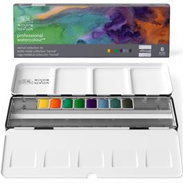 Winsor & Newton Professional Watercolour Revival Collection – open metal tin showing 8 half pans
