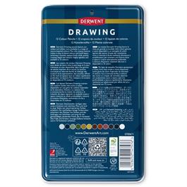 Derwent Drawing Pencils Tin of 12 Back