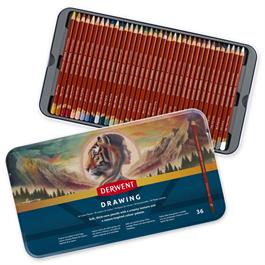 Derwent Drawing Pencils 36 Tin open showing contents