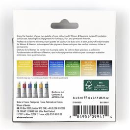 Winsor & Newton Professional Watercolour Foundation Set 6x5ml Tubes Back of Pack