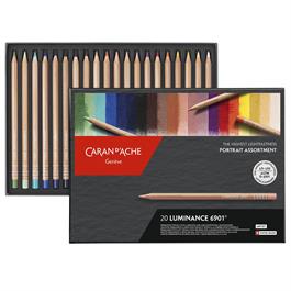 Caran d’Ache Luminance portrait pencil set showing 20 colours