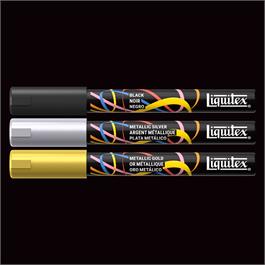 Liquitex Marker 3x2mm Set - Accent - Black, Gold & Silver