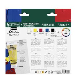 Pebeo Studio Acrylic Primary Set 5 x100ml - Back