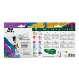 Pebeo Studio Acrylics Metallic & Dyna Set 10 x 20ml - Back