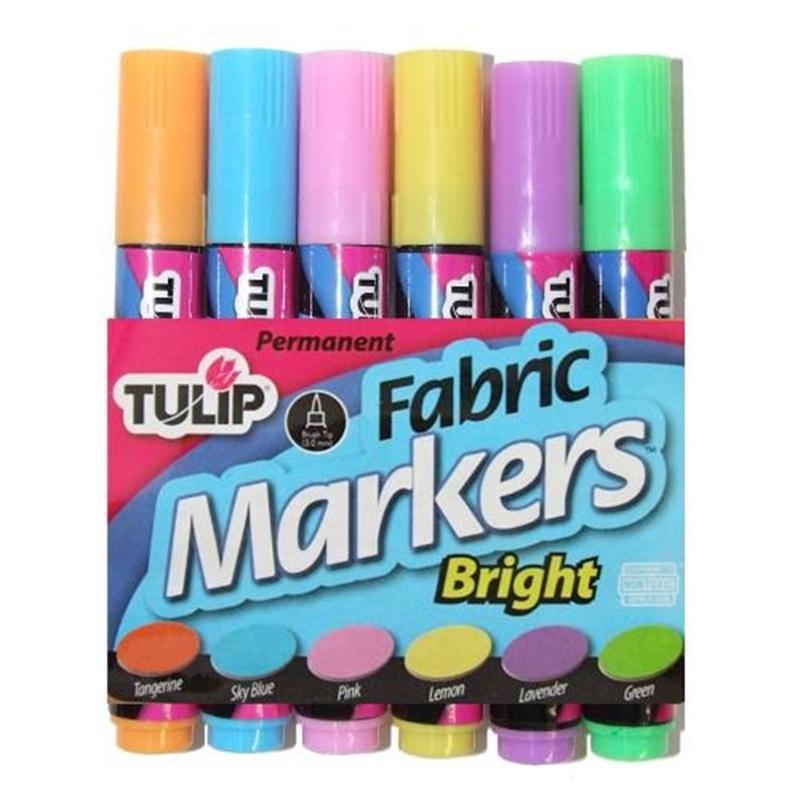 Tulip Brush Tip Fabric Markers Bright Colours 6 Pack