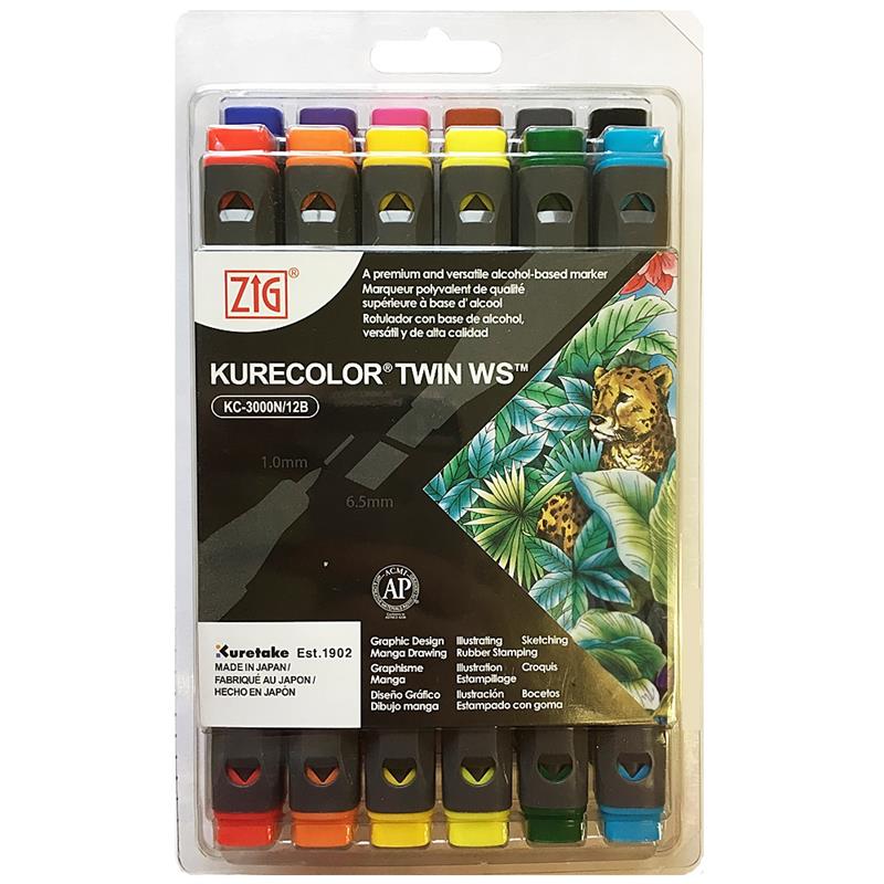 ZIG Kurecolor Twin WS Marker Set B1 Basic Colours